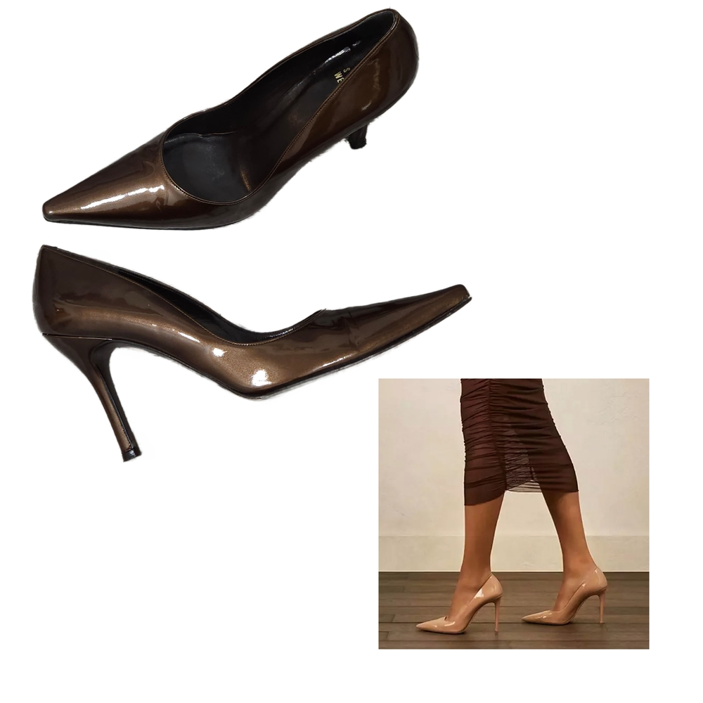 STUART WEITZMAN Patent Leather Pointed Toe Stiletto Heels